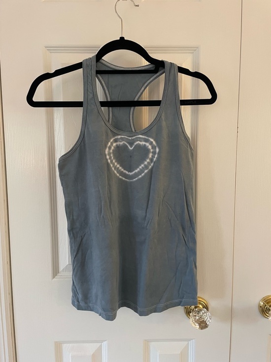 Tops - Women's Blue Tie-Dye Heart Racerback Tank Top